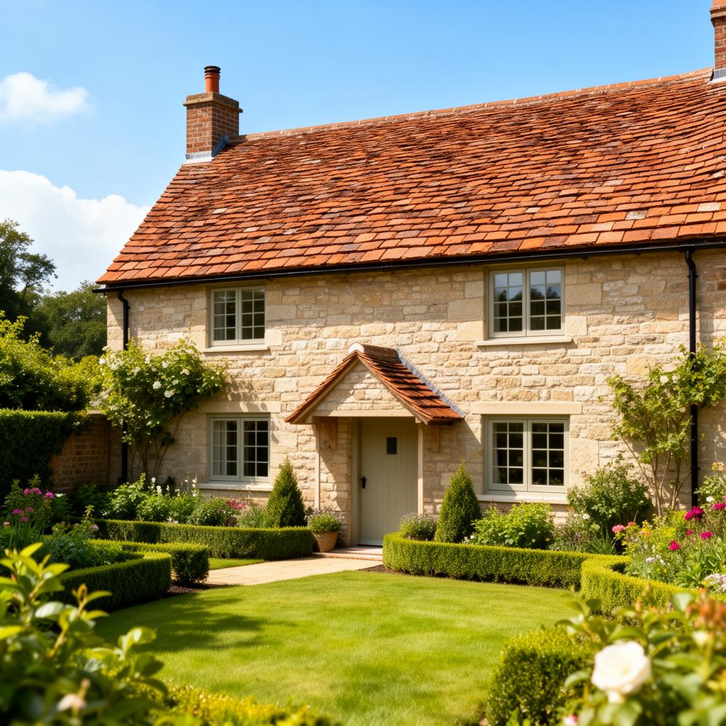Restored English country home with a hand-made clay tile roof completed by Local Roof Repairs UK Ltd